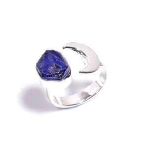 Blue Sapphire Crescent Ring