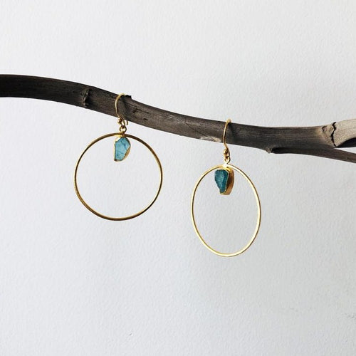 Round Raw Gemstone Hoops