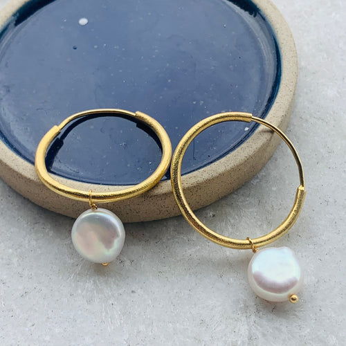 Classic Pearl Hoops