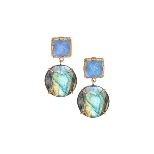 Donna Earrings - Larimar & Mother of Pearl