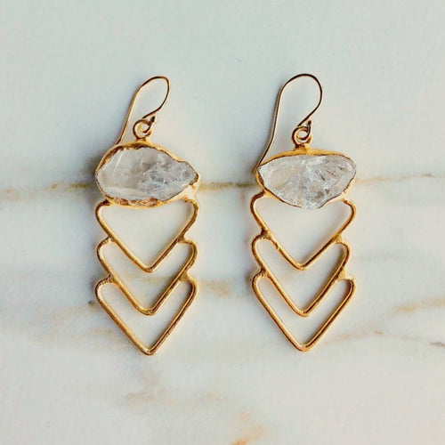 Geometric Rough Stone Earrings