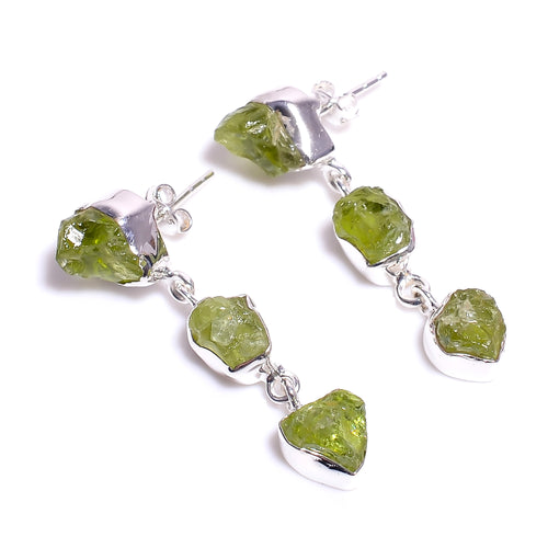 Raw Peridot Earrings