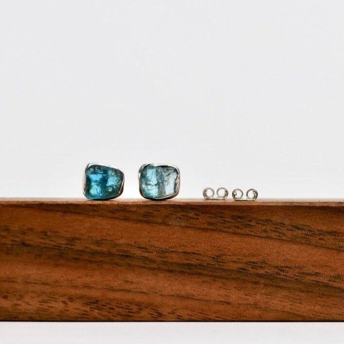 Raw Sky Apatite Studs